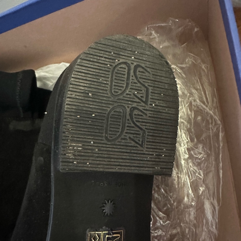 Stuart Weitzman 5050 Black Over the Knee Boots Sleek Suede Design - Picture 5 of 7